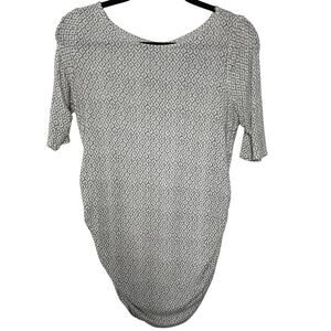 Motherhood Printed Short Sleeve Ruched Side Maternity Top Gray Womens Size Small